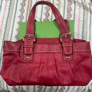 AUTHENTIC RED LEATHER COACH TOTE